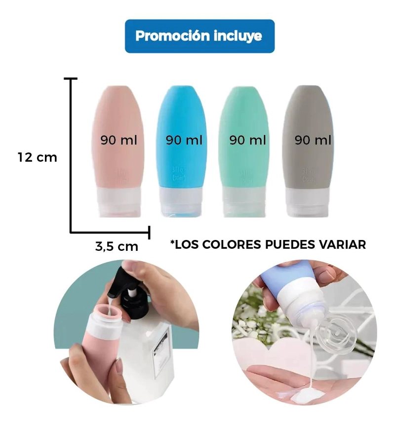 SET DE 4 BOTELLAS DE SILICONA ANTIFUGAS DE 90 ML - 9