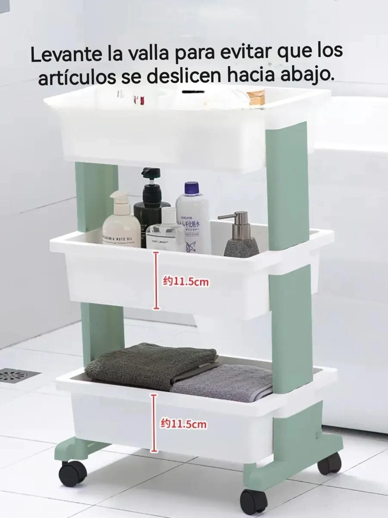 ESTANTE MOVIL DE ALMACENAMIENTO DE 3 CAPAS CON ALTA CAPACIDAD - 5