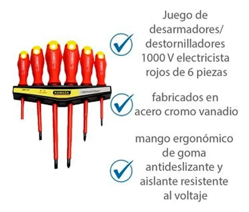 SET DE 6 DESTORNILLADORES AISLADOS 1000V - 3
