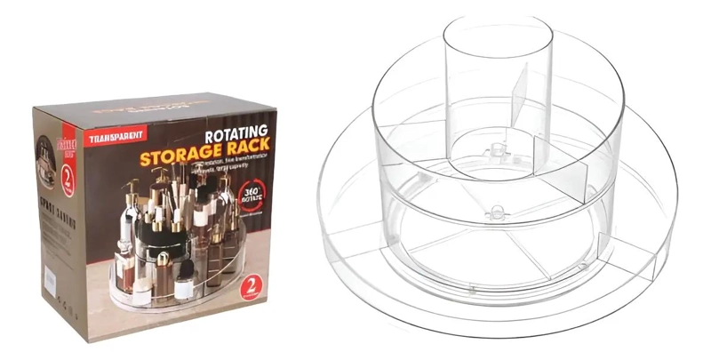 ORGANIZADOR DE MAQUILLAJE GIRATORIO 360 GRADOS CON DOS NIVELES - 1