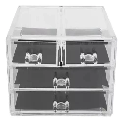 CAJA ORGANIZADORA TRANSPARENTE PARA MAQUILLAJE CON COMPARTIMENTOS - 3