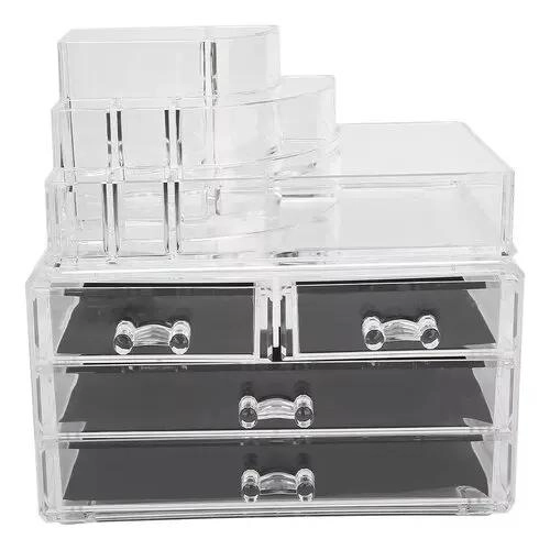 CAJA ORGANIZADORA TRANSPARENTE PARA MAQUILLAJE CON COMPARTIMENTOS - 4
