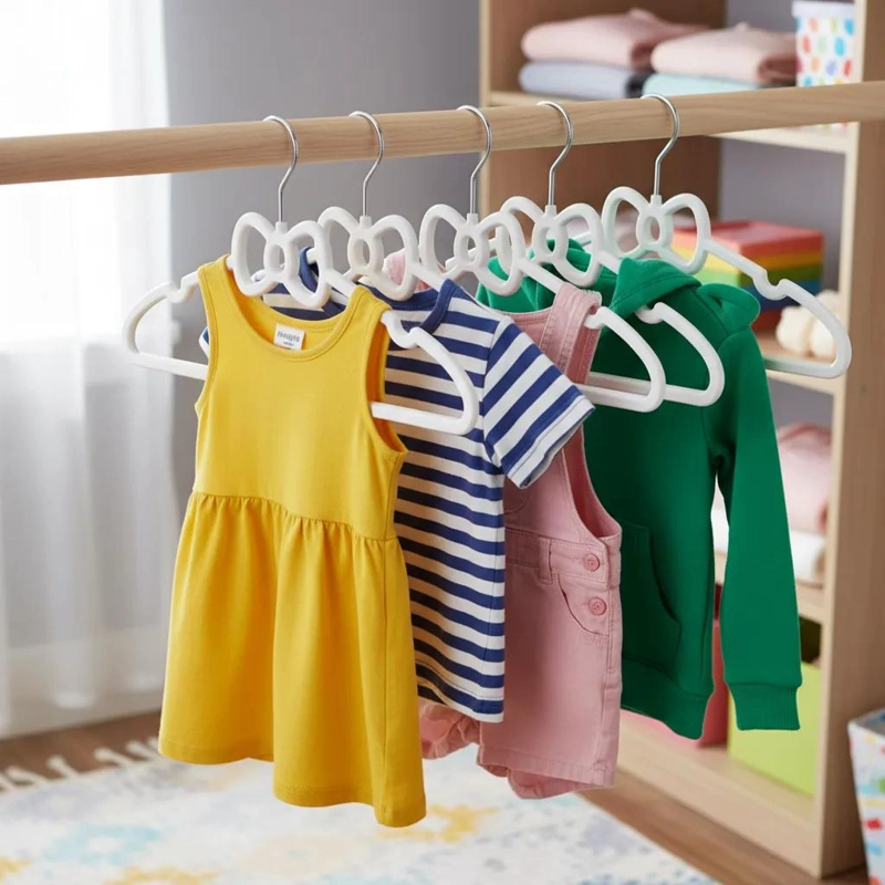 SET DE 4 PERCHAS BLANCAS CON LAZO PARA ROPA DE CLOSET - 4