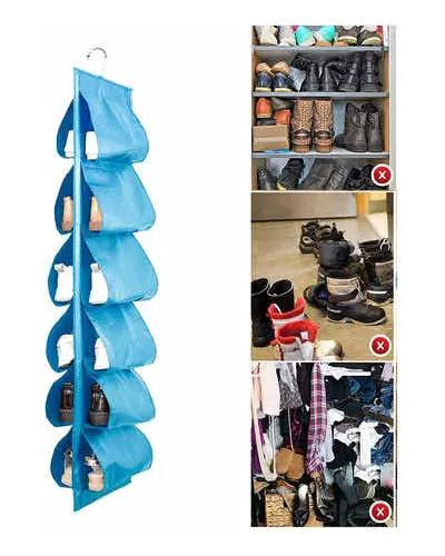 ORGANIZADOR DE ZAPATOS CON 6 COMPARTIMENTOS DE TELA - 1