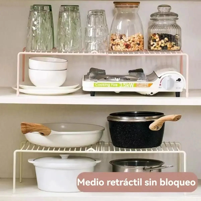 ORGANIZADOR DE COCINA EXTENDIBLE PARA ALMACENAMIENTO BLANCO - 6