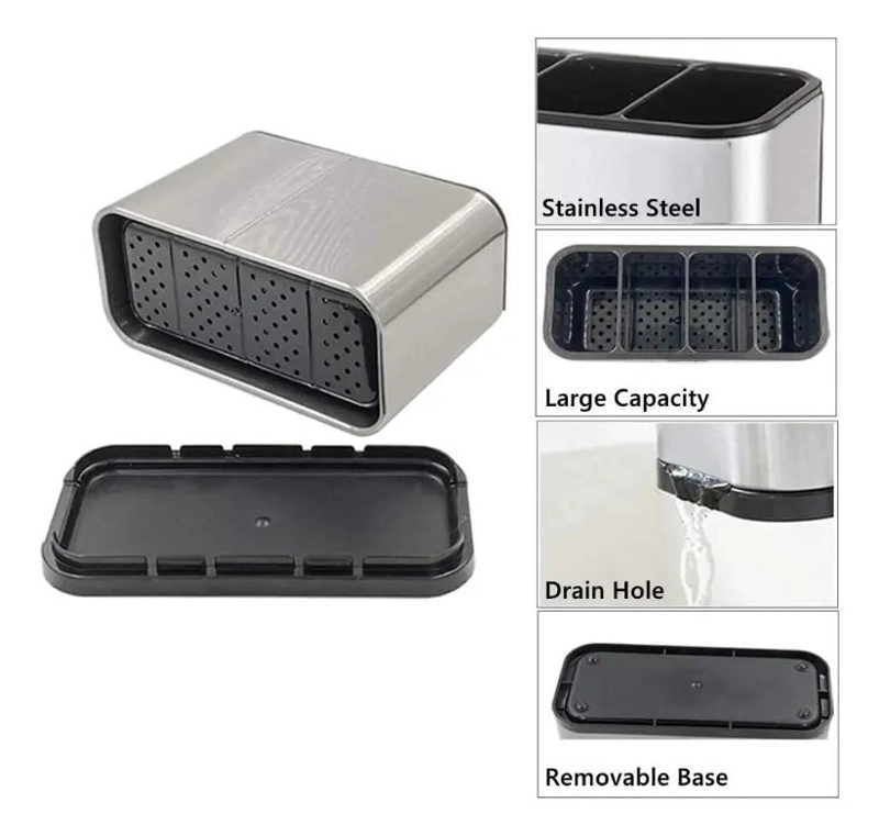 ORGANIZADOR DE UTENSILIOS DE COCINA DE ACERO INOXIDABLE - 3