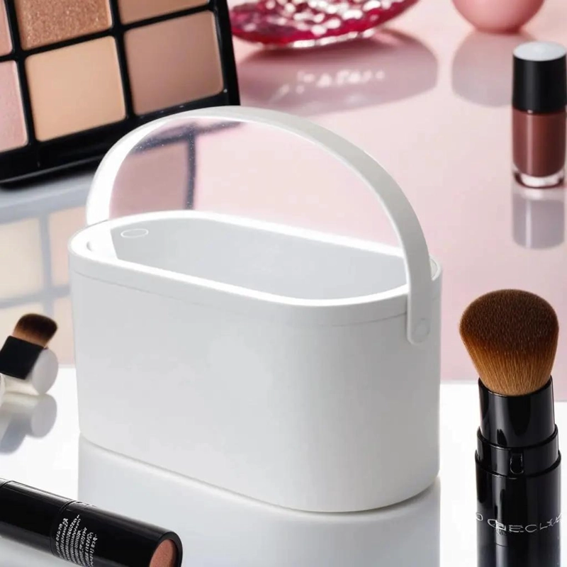 ORGANIZADOR PORTATIL DE MAQUILLAJE CON ESPEJO Y LUZ LED - 6