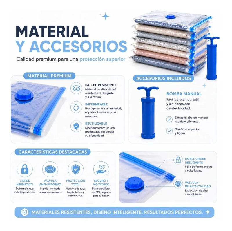 KIT DE 5 BOLSAS ORGANIZADORAS AL VACIO PARA ROPA Y TEXTILES - 6