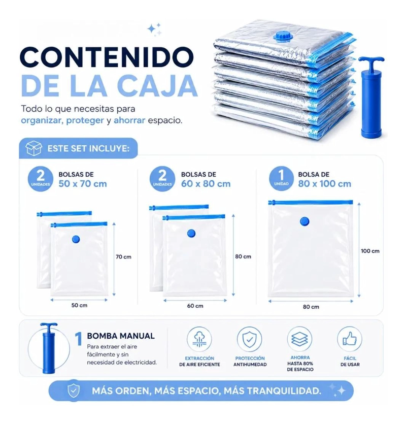 KIT DE 5 BOLSAS ORGANIZADORAS AL VACIO PARA ROPA Y TEXTILES - 9