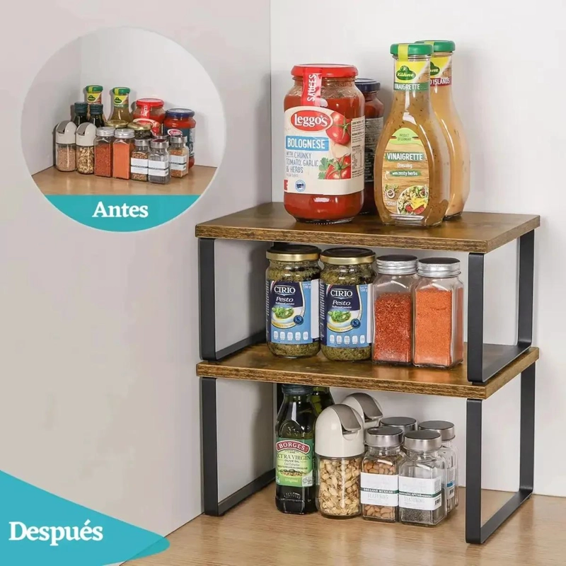 JUEGO DE 2 ESTANTES DE ALMACENAMIENTO PARA COCINA Y HOGAR - 6