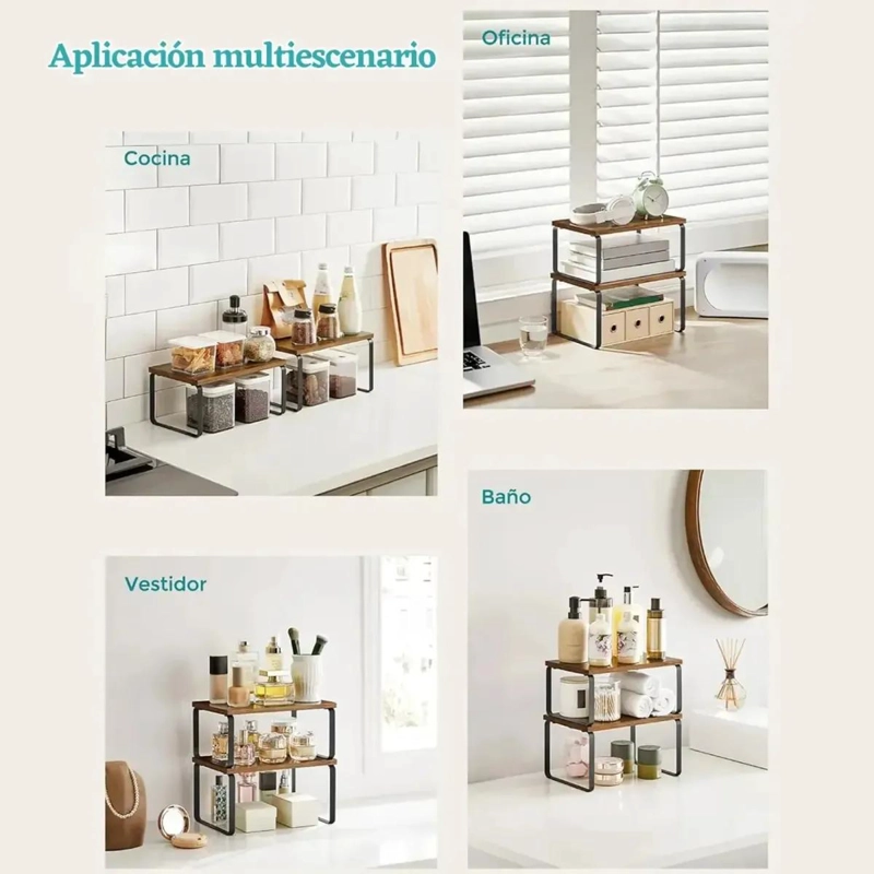 JUEGO DE 2 ESTANTES DE ALMACENAMIENTO PARA COCINA Y HOGAR - 7