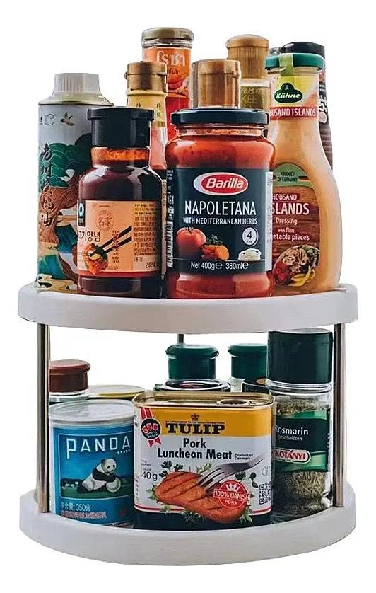 ESTANTE ESPECIERO GIRATORIO DE 2 NIVELES PARA COCINA - 1