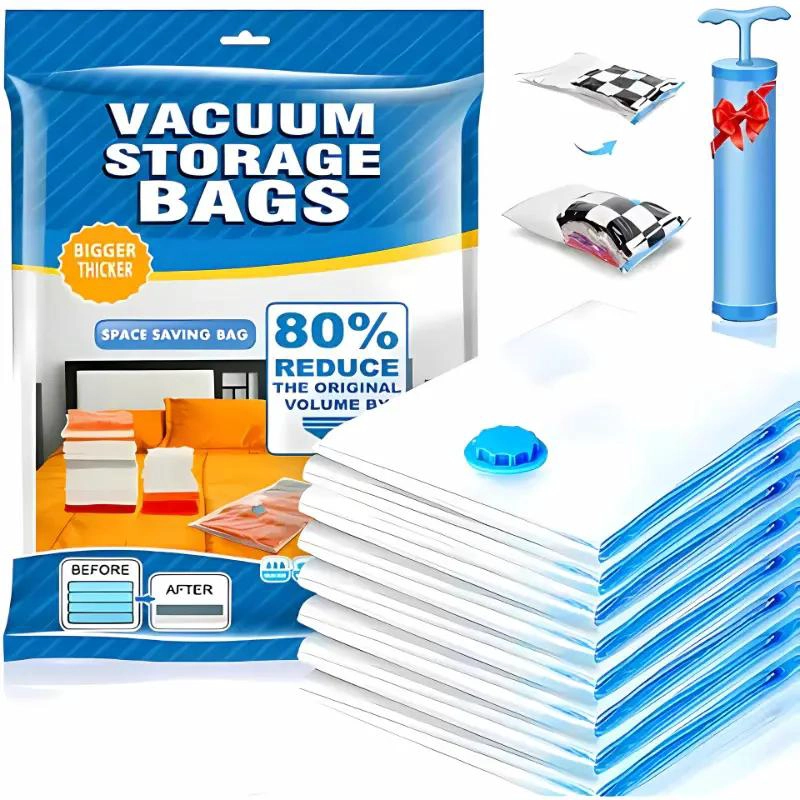 PACK DE 5 BOLSAS AL VACIO REUTILIZABLES CON BOMBA MANUAL - 1