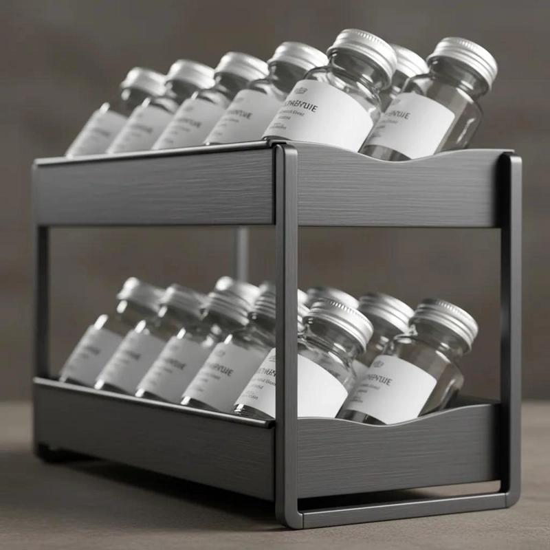 ESTANTE ORGANIZADOR PARA ESPECIAS DE 2 NIVELES EN COLOR NEGRO - 4