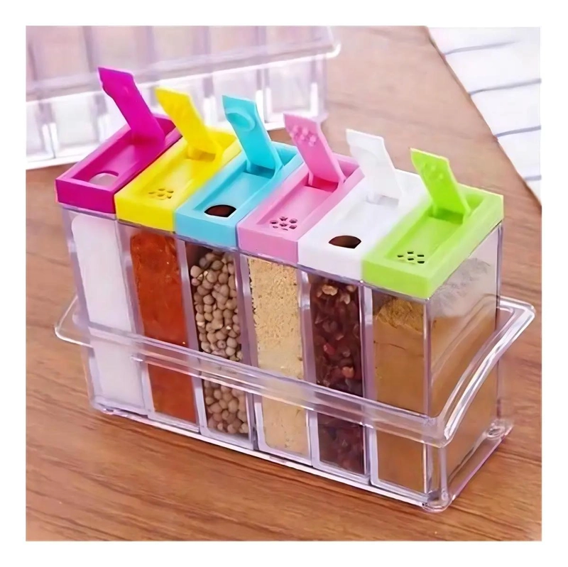 SET DE 6 ESPECIEROS DE COCINA CON BASE Y TAPA DE COLORES - 10