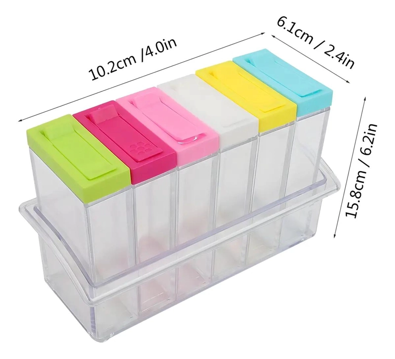 SET DE 6 ESPECIEROS DE COCINA CON BASE Y TAPA DE COLORES - 3