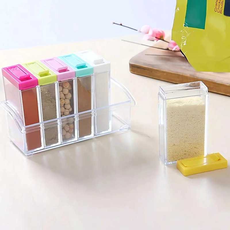 SET DE 6 ESPECIEROS DE COCINA CON BASE Y TAPA DE COLORES - 4