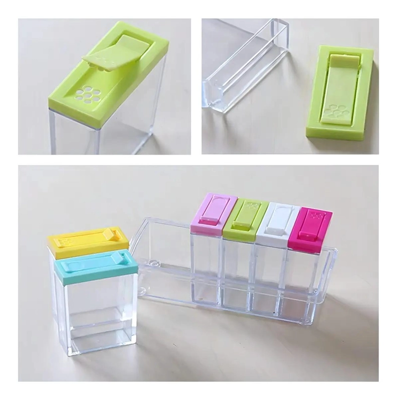 SET DE 6 ESPECIEROS DE COCINA CON BASE Y TAPA DE COLORES - 5