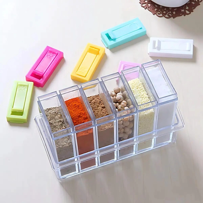 SET DE 6 ESPECIEROS DE COCINA CON BASE Y TAPA DE COLORES - 8