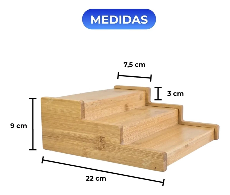 ORGANIZADOR ESCALONADO DE BAMBU PARA COCINA Y BAÑO - 3