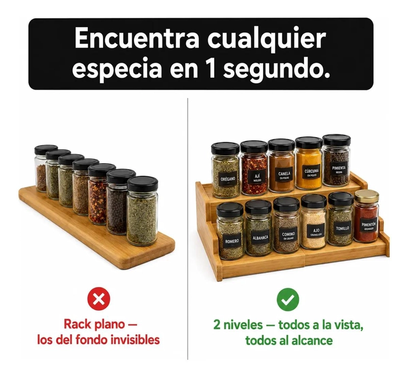 ORGANIZADOR ESCALONADO DE BAMBU PARA COCINA Y BAÑO - 9