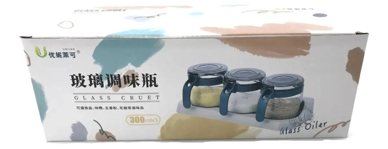 ESPECIERO DE VIDRIO CON 3 FRASCOS PARA CONDIMENTOS DE COCINA - 3