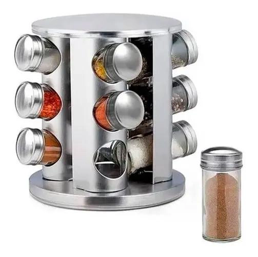 ESPECIERO GIRATORIO CON 12 FRASCOS DE VIDRIO PARA ESPECIAS - 1