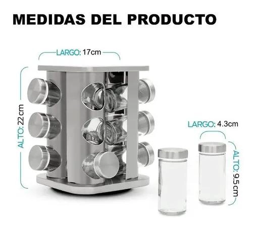 ESPECIERO GIRATORIO CON 12 FRASCOS DE VIDRIO PARA ESPECIAS - 5