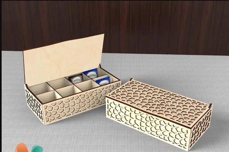 CAJA DE MADERA CON TAPA PARA ORGANIZAR TE  Y CAFE - 5