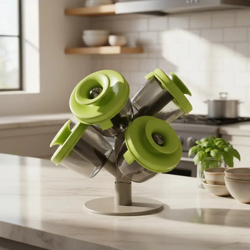 ESPECIERO ORGANIZADOR DE 6 PIEZAS CON TAPAS VERDES - 1