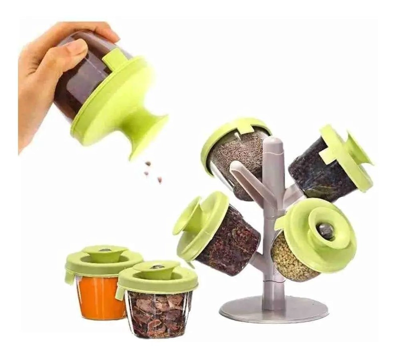 ESPECIERO ORGANIZADOR DE 6 PIEZAS CON TAPAS VERDES - 3