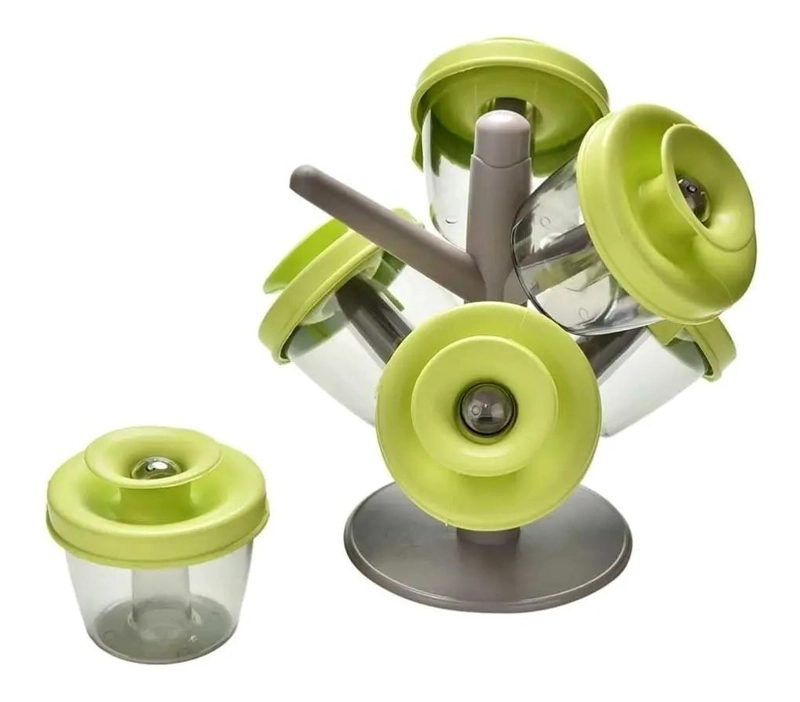 ESPECIERO ORGANIZADOR DE 6 PIEZAS CON TAPAS VERDES - 4