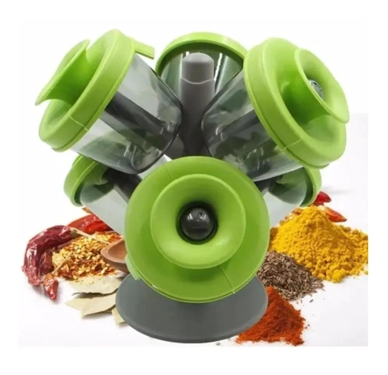 ESPECIERO ORGANIZADOR DE 6 PIEZAS CON TAPAS VERDES - 5