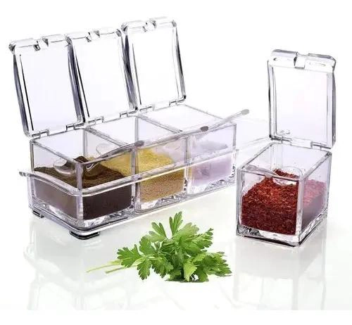 ORGANIZADOR DE ESPECIAS ACRILICO CON 4 FRASCOS Y CUCHARILLAS - 1