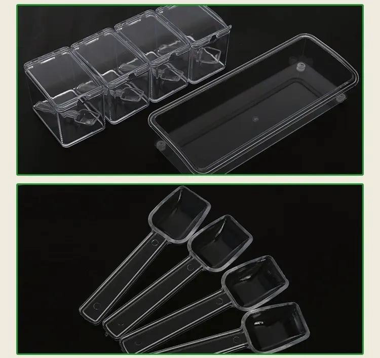 ORGANIZADOR DE ESPECIAS ACRILICO CON 4 FRASCOS Y CUCHARILLAS - 7