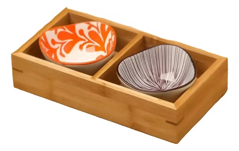 CAJA ORGANIZADORA DE MADERA PARA TE  CON 2 COMPARTIMIENTOS - 3