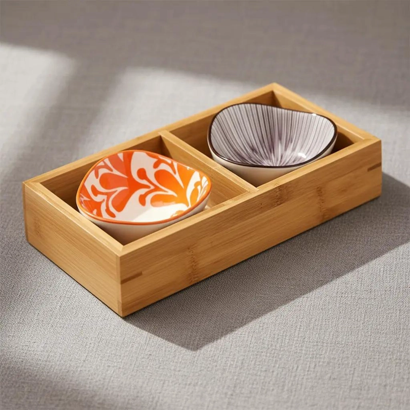 CAJA ORGANIZADORA DE MADERA PARA TE  CON 2 COMPARTIMIENTOS - 7