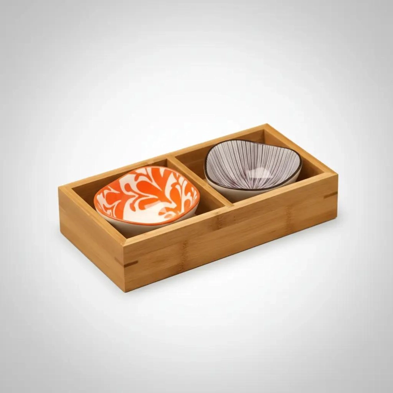 CAJA ORGANIZADORA DE MADERA PARA TE  CON 2 COMPARTIMIENTOS - 9