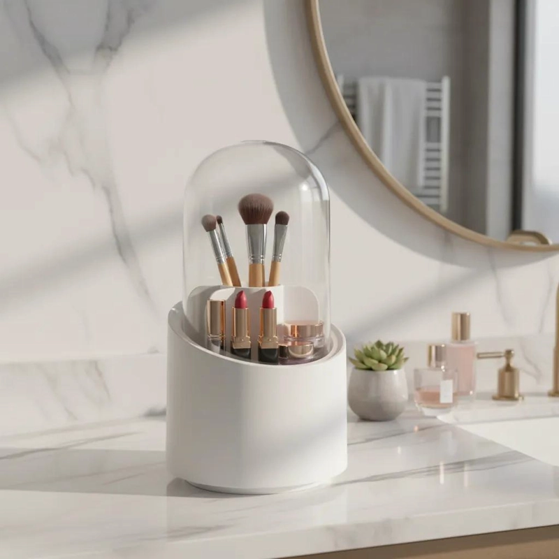 ORGANIZADOR GIRATORIO DE MAQUILLAJE CON TAPA ANTIPOLVO - 6