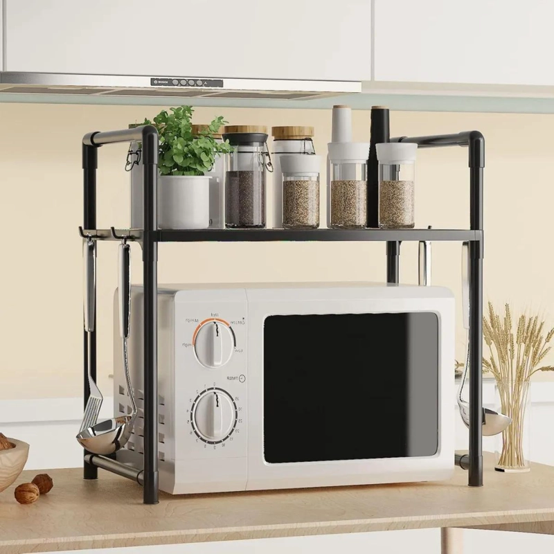 ESTANTE ORGANIZADOR DE COCINA CON UTENSILIOS NEGROS - 8