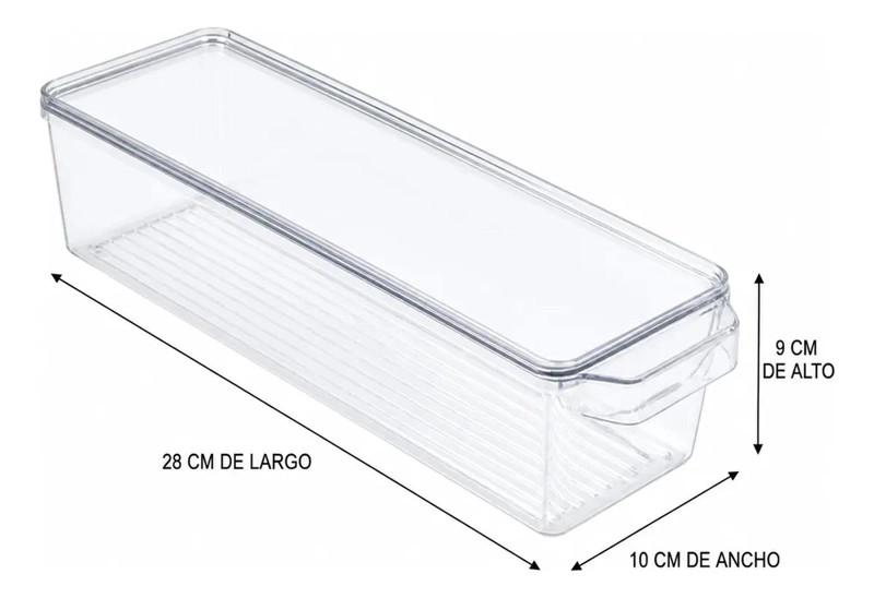 CAJA ORGANIZADORA TRANSPARENTE PARA REFRIGERADOR 28X10X9 CM - 2