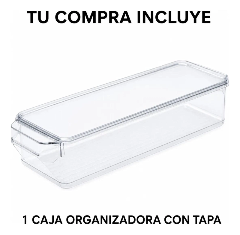 CAJA ORGANIZADORA TRANSPARENTE PARA REFRIGERADOR 28X10X9 CM - 3