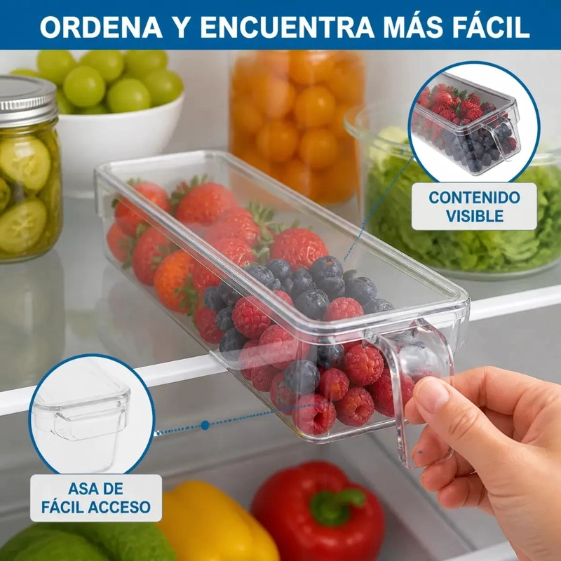 CAJA ORGANIZADORA TRANSPARENTE PARA REFRIGERADOR 28X10X9 CM - 9