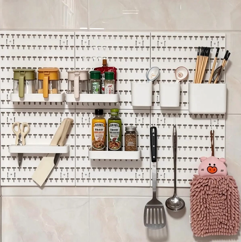 ORGANIZADOR MURAL ADHESIVO PARA COCINA CON ACCESORIOS INCLUIDOS - 1