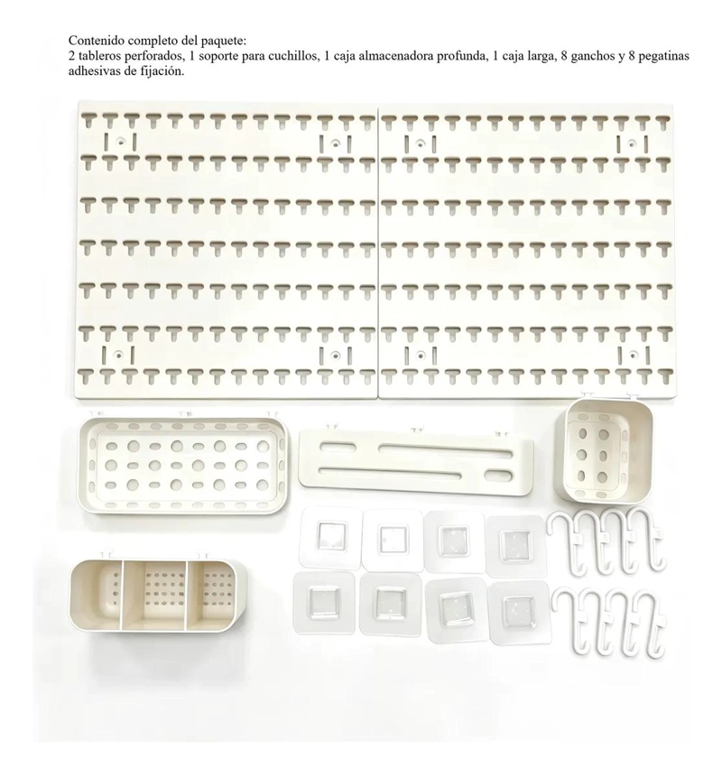 ORGANIZADOR MURAL ADHESIVO PARA COCINA CON ACCESORIOS INCLUIDOS - 2