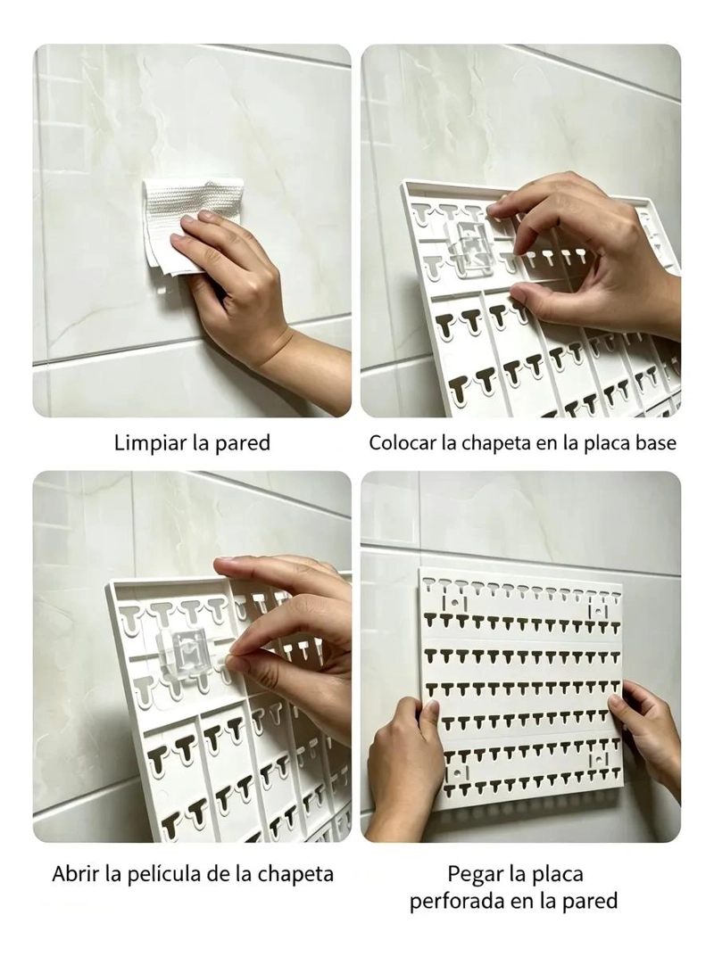 ORGANIZADOR MURAL ADHESIVO PARA COCINA CON ACCESORIOS INCLUIDOS - 4