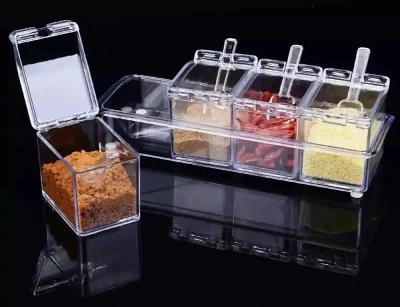 ORGANIZADOR DE ESPECIAS CON CUATRO FRASCOS Y CUCHARAS - 2