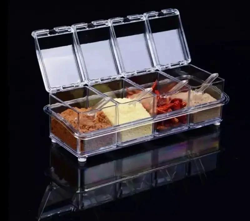 ORGANIZADOR DE ESPECIAS CON CUATRO FRASCOS Y CUCHARAS - 3