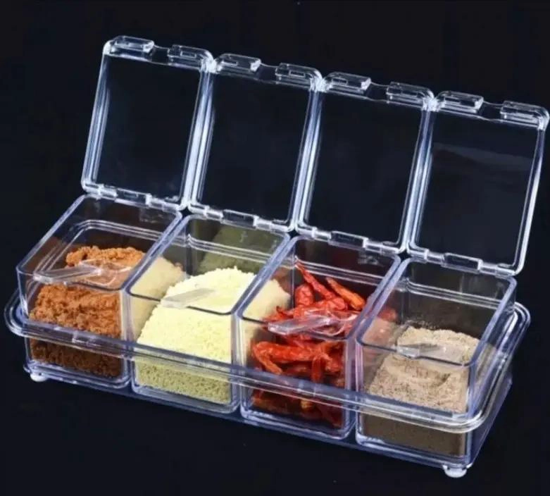 ORGANIZADOR DE ESPECIAS CON CUATRO FRASCOS Y CUCHARAS - 4