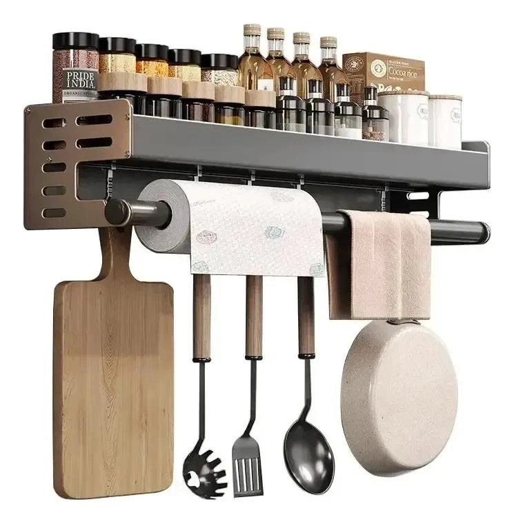 ESTANTE MAGNE TICO DE COCINA 3 EN 1 CON GANCHOS - 1